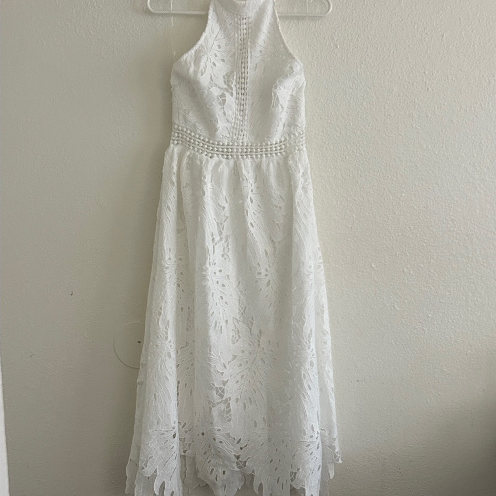 Elegant White Lace Halter Dress by EillyBazaar